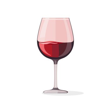 Düz dizaynlı şeffaf şarap kadehi beyaz arka planda izole edilmiş. Vektör illüstrasyonu