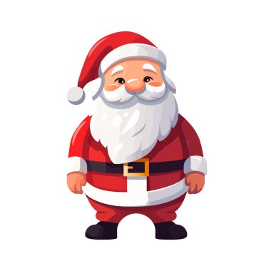 Beyaz arka planda izole edilmiş, düz stil Noel Baba. Vektör illüstrasyonu