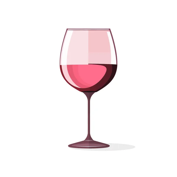 Copo Vinho Transparente Design Plano Isolado Sobre Fundo Branco Ilustração —  Vetores de Stock