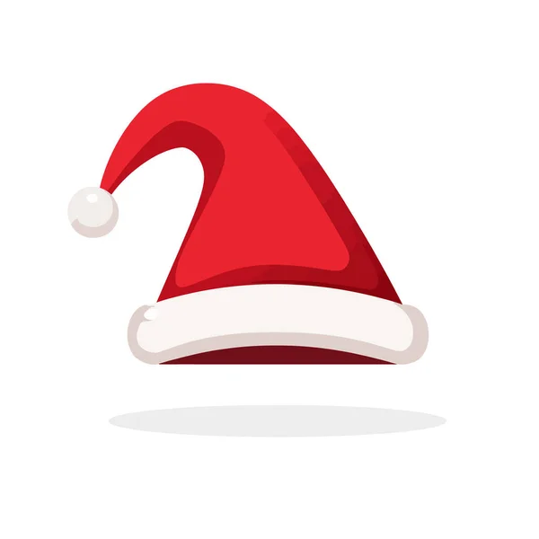 Рождественская Шляпа Санта Плоском Стиле Изолированы Белом Фоне Векторная Иллюстрация — стоковый вектор