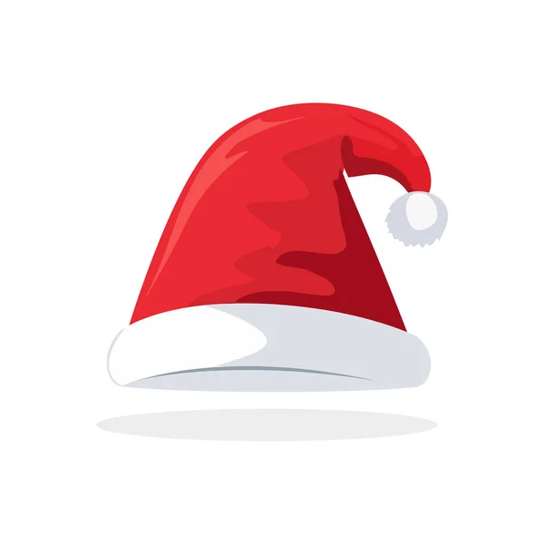 Χριστούγεννα Καπέλο Santa Επίπεδο Στυλ Απομονώνονται Λευκό Φόντο Εικονογράφηση Διανύσματος — Διανυσματικό Αρχείο