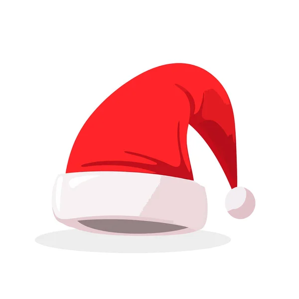 Weihnachten Weihnachtsmann Hut Flachen Stil Isoliert Auf Weißem Hintergrund Vektorillustration — Stockvektor