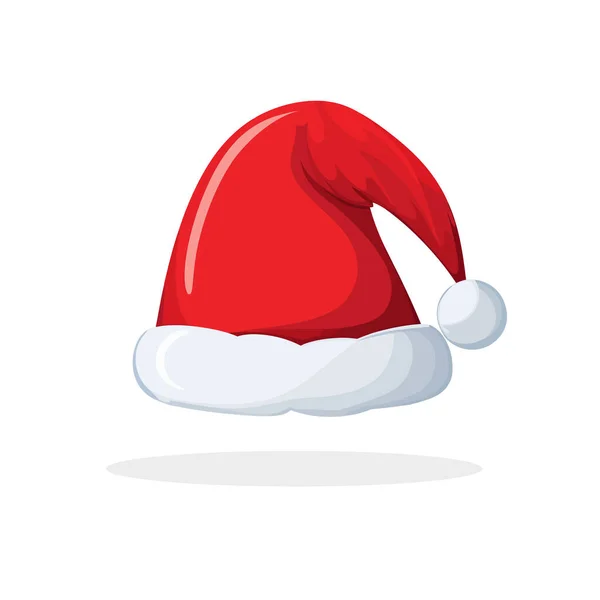 Χριστούγεννα Καπέλο Santa Επίπεδο Στυλ Απομονώνονται Λευκό Φόντο Εικονογράφηση Διανύσματος — Διανυσματικό Αρχείο