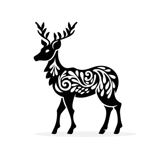 Deer Silhouette White Background Vector Illustration — Stock Vector