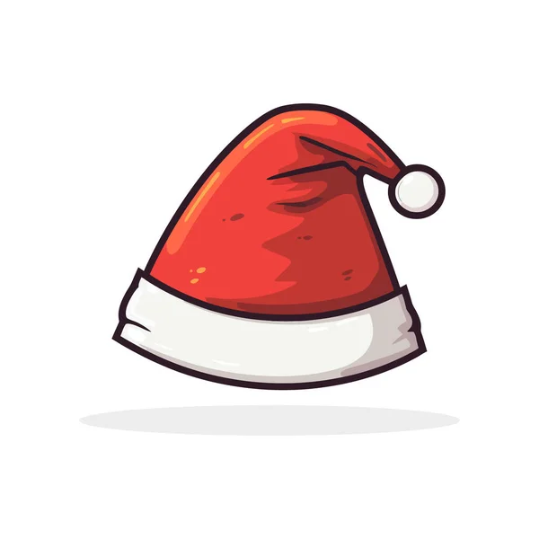Chapeau Noël Santa Style Plat Isolé Sur Fond Blanc Illustration — Image vectorielle