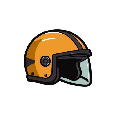 Motosiklet kaskı. Beyaz arkaplanda izole edilmiş düz bir çizgi film tasarımı. Vektör illüstrasyonu