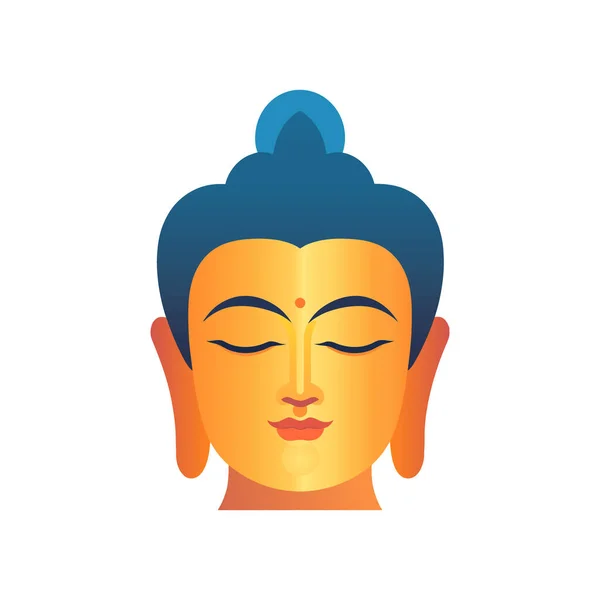 Rosto Buddha Cor Estilo Plano Fundo Branco Ilustração Vetorial —  Vetores de Stock