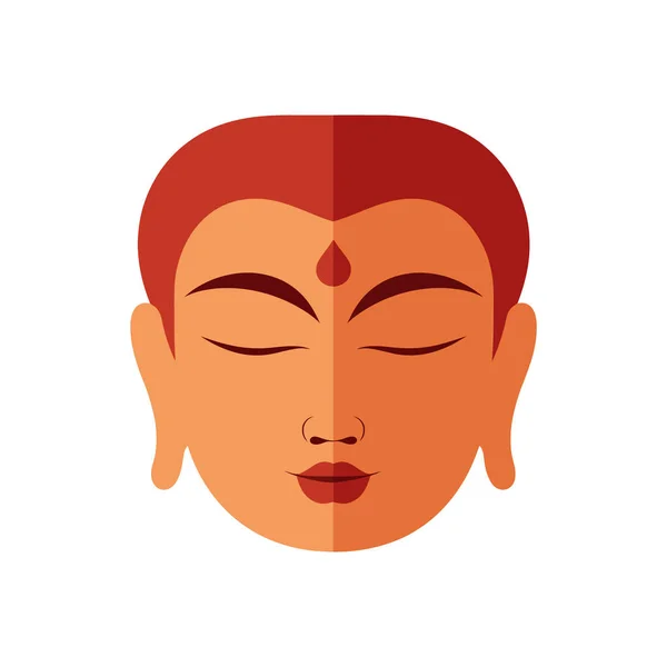 Wajah Buddha Dalam Warna Gaya Datar Pada Latar Belakang Putih - Stok Vektor