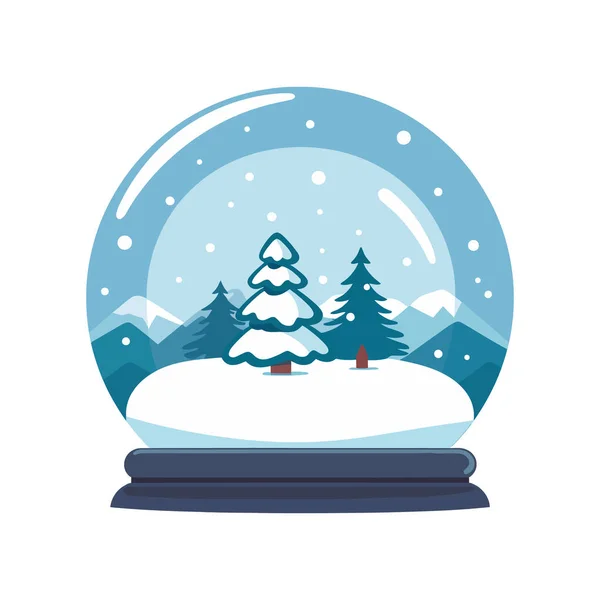 Bola Cristal Navidad Con Nieve Árbol Navidad Recuerdo Invierno Bola — Archivo Imágenes Vectoriales