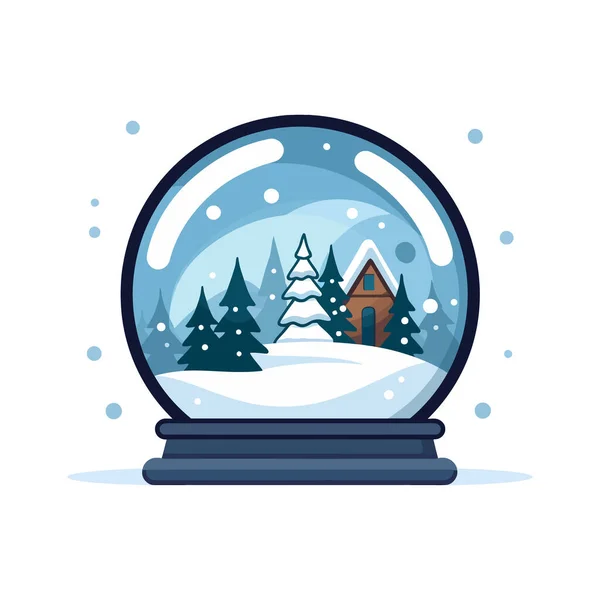 Boule Verre Noël Avec Neige Sapin Noël Souvenir Hiver Bal — Image vectorielle