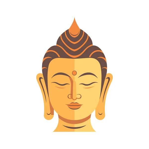 Buddha Gesicht Farbe Flach Auf Weißem Hintergrund Vektorillustration — Stockvektor