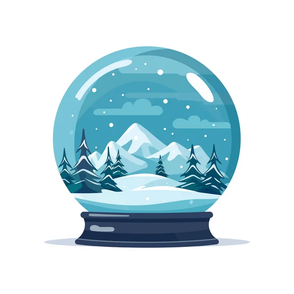 Noel Ağacı Karlı Cam Top Kış Hatırası Noel Yeni Yıl — Stok Vektör