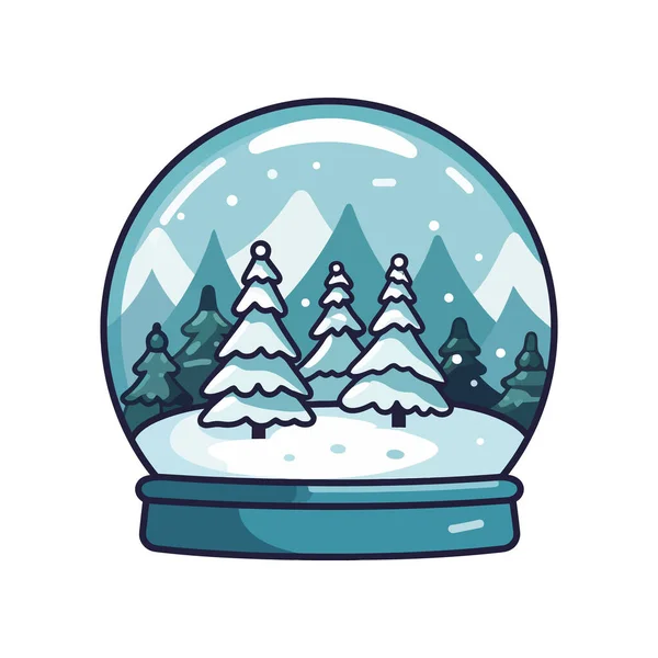 Рождественский Стеклянный Шар Снегом Елкой Зимний Сувенир Рождественский Новогодний Бал — стоковый вектор