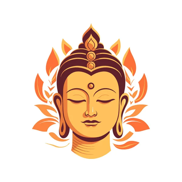 Face Bouddha Couleur Style Plat Sur Fond Blanc Illustration Vectorielle — Image vectorielle