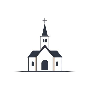 Beyaz arka planda izole edilmiş düz stil kilise logosu. Vektör illüstrasyonu