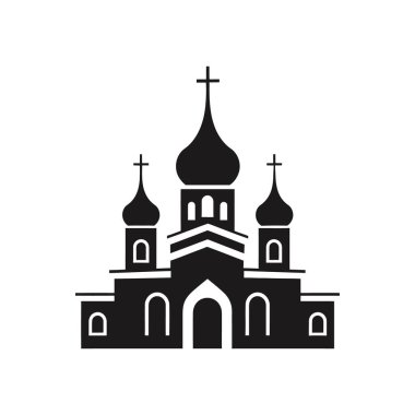 Beyaz arka planda izole edilmiş düz stil kilise logosu. Vektör illüstrasyonu