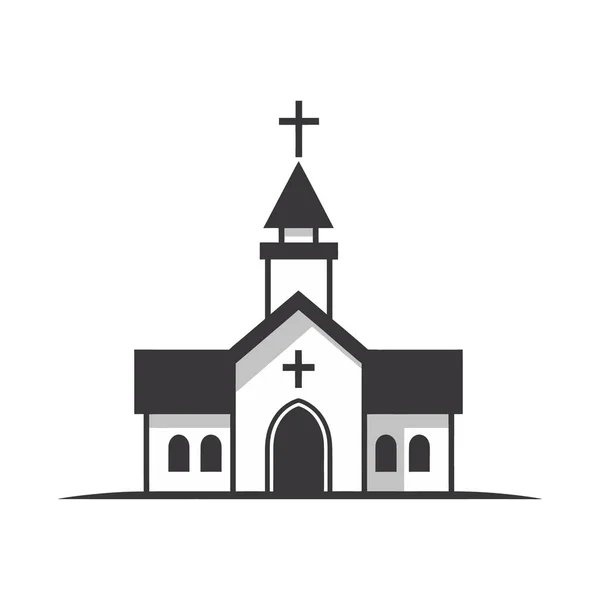 Logotipo Igreja Estilo Plano Isolado Fundo Branco Ilustração Vetorial —  Vetores de Stock