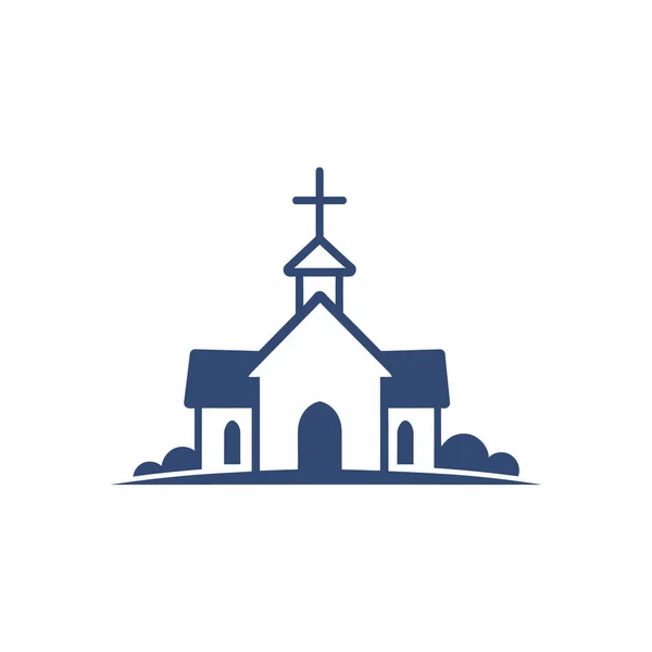 白い背景に隔離されたフラットスタイルの教会のロゴ ベクトルイラスト — ストックベクタ
