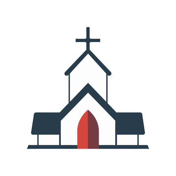 Церковный Логотип Плоском Стиле Изолирован Белом Фоне Векторная Иллюстрация — стоковый вектор