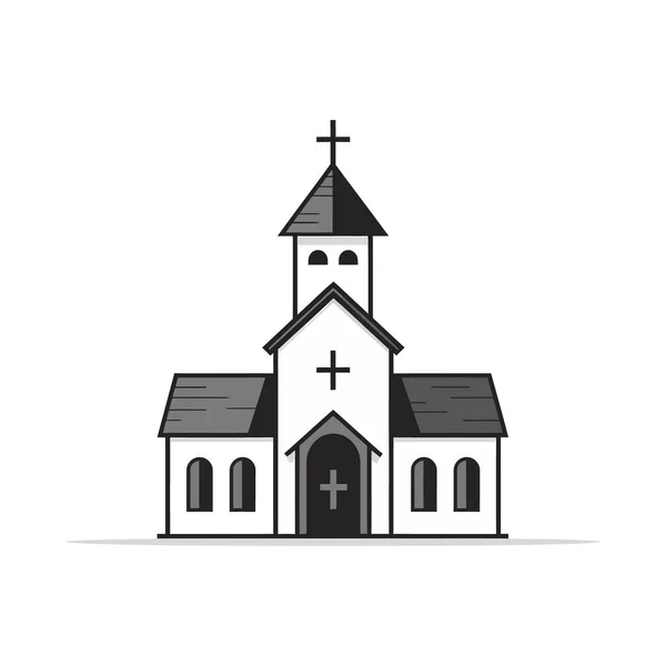 Logo Della Chiesa Stile Piatto Isolato Sfondo Bianco Illustrazione Vettoriale — Vettoriale Stock