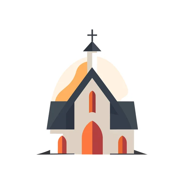 Церковный Логотип Плоском Стиле Изолирован Белом Фоне Векторная Иллюстрация — стоковый вектор