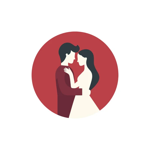Mężczyzna Kobieta Tańczą Logo Walentynek Płaskim Stylu Białym Tle Ilustracja — Wektor stockowy
