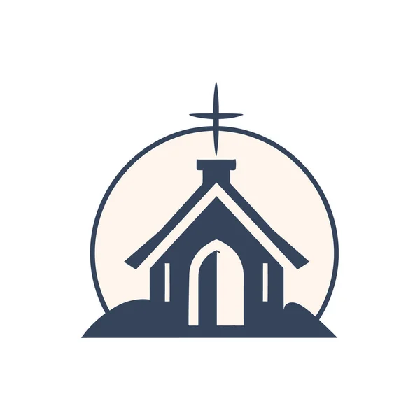 Logotipo Igreja Estilo Plano Isolado Fundo Branco Ilustração Vetorial —  Vetores de Stock