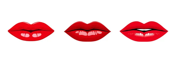 Weibliche Lippen Flachem Stil Auf Weißem Hintergrund Vektorillustration — Stockvektor