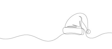 Sürekli Noel Baba şapkası çizimi. Noel şapkası tek çizgi ikonu. Vektör illüstrasyonu