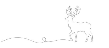 Geyiğin bir çizgi tasarımı silueti. El çizimi minimalizm stili.. 