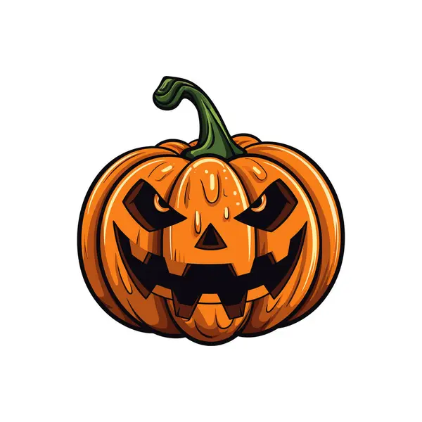 Halloween Pumpkin Icon Autumn Symbol Flat Design White Background Vector — Stock Vector