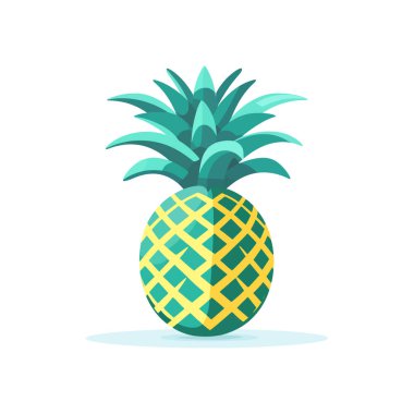 Ananas meyvesi. Karikatür düz simgesi beyaza izole edildi. Vektör illüstrasyonu