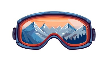 Kış sporu ikonu. Kayak ve snowboard gözlükleri beyaz arka planda düz bir şekilde izole edilmiş. Vektör illüstrasyonu