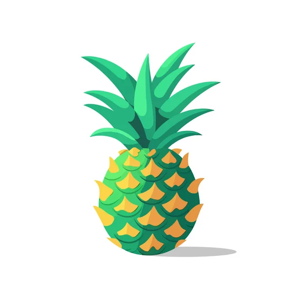 Des Ananas Icône Plate Bande Dessinée Isolée Sur Blanc Illustration — Image vectorielle