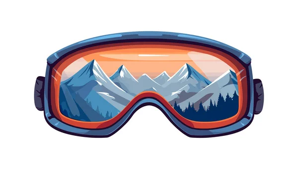 Winter Sport Icon Goggles Skiing Snowboarding Isolated White Background Flat — Stock Vector