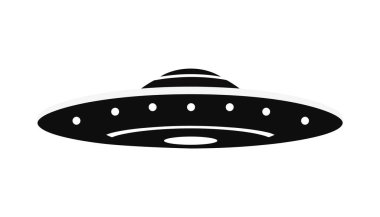 Düz UFO simgesi tasarımı, basit bir uzaylı gemisi sembolü. Vektör illüstrasyonu