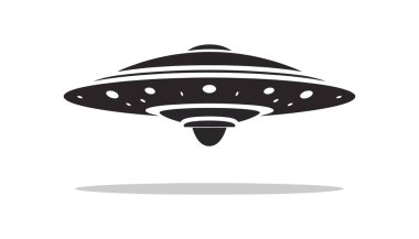 Düz UFO simgesi tasarımı, basit bir uzaylı gemisi sembolü. Vektör illüstrasyonu