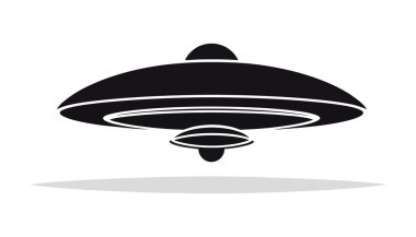 Düz UFO simgesi tasarımı, basit bir uzaylı gemisi sembolü. Vektör illüstrasyonu