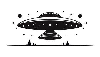 Düz UFO simgesi tasarımı, basit bir uzaylı gemisi sembolü. Vektör illüstrasyonu