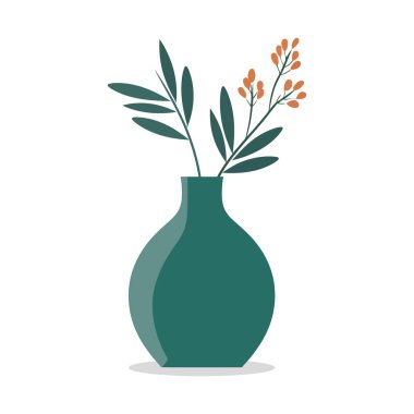 Düz seramik vazo. Beyaza izole edilmiş renkli seramik vazo. Vektör illüstrasyonu