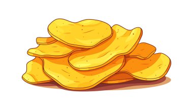 Patates cipsi koleksiyonu. Vektör illüstrasyon çipleri. Vektör illüstrasyonu