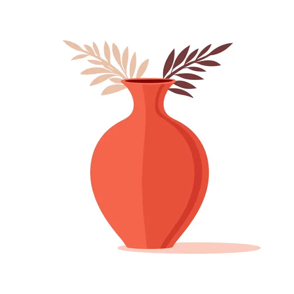 Flat Ceramic Vase Colored Ceramic Vase Isolated White Vector Illustration — Stock Vector