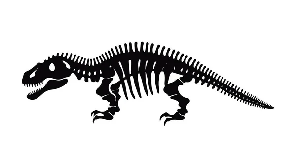 Скелет Динозавра Тираннозавра Кости Доисторических Существ Изолированы Монохромными Векторная Иллюстрация — стоковый вектор