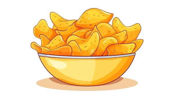 Chips Plate Icon Flat Icon Illustration White Background Vector Illustration — Stock Vector