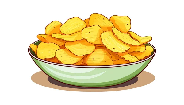 Chips Plate Icon Flat Icon Illustration White Background Vector Illustration — Stock Vector