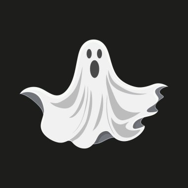 Cadılar Bayramı hayaleti Düz stili olan hayalet karakter izole edilmiş. Vektör illüstrasyonu