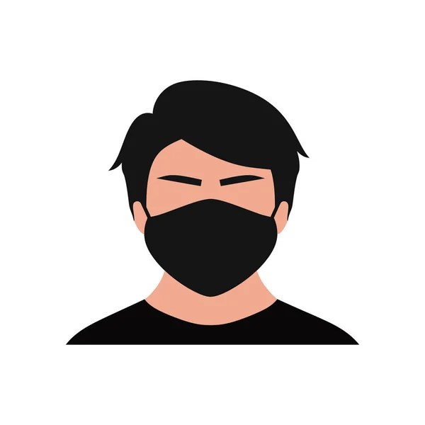 Homme Visage Avec Icône Masque Style Plat Isolé Sur Fond — Image vectorielle