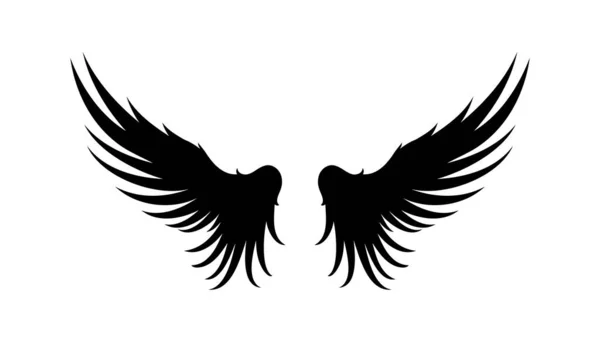Black Wings Flat Design Icon White Background Vector Illustration — Stock Vector