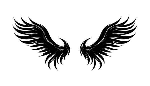 Černá Křídla Plochém Provedení Ikona Bílém Pozadí Vektorová Ilustrace — Stockový vektor