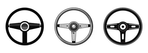 Conjunto Iconos Del Volante Plantillas Logotipo Coche Estilo Plano Aislado — Vector de stock